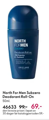 Oriflame North For Men Subzero Deodorant Roll-On tilbud