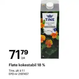 Storcash TINE Fløte kokestabil 18% tilbud