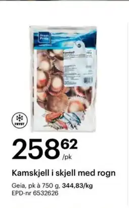 Storcash Kamskjell i skjell med rogn tilbud