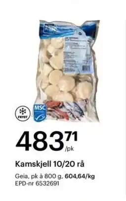Storcash Kamskjell 10/20 rå tilbud