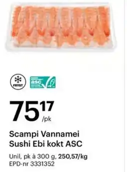 Storcash Scampi Vannamei Sushi Ebi kokt ASC tilbud