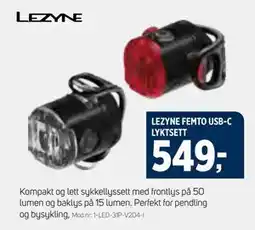 Sport 1 LEZYNE FEMTO USB-C LYKTSETT tilbud