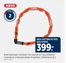Sport 1 ABUS KJETTINGLÅS 1200 WEB M/KODE tilbud
