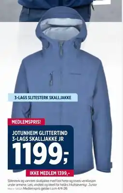 Sport 1 JOTUNHEIM GLITTERTIND 3-LAGS SKALLJAKKE JR tilbud