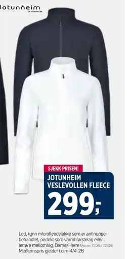 Sport 1 JOTUNHEIM VESLEVOLLEN FLEECE, Medlemspris tilbud