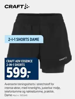 Sport 1 CRAFT ADV ESSENCE 2 ‑ IN ‑ 1 SHORTS tilbud
