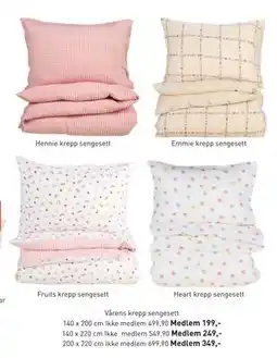 Kid Interiør Vårens krepp sengesett, Medlemspris tilbud