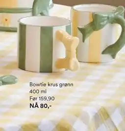 Kid Interiør Bowtie krus grønn tilbud