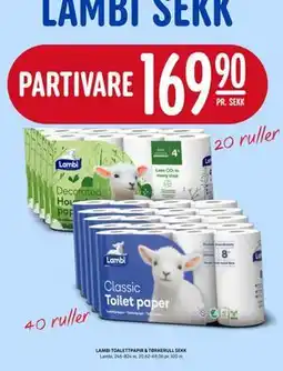 Rema 1000 LAMBI TOALETTPAPIR & TØRKERULL SEKK tilbud