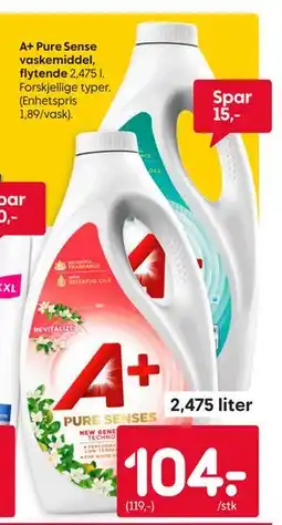 Rusta A+ Pure Sense vaskemiddel, flytende tilbud