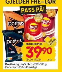 Rusta Doritos og Lay’s chips, Medlemspris tilbud