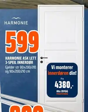 Obs Bygg HARMONIE ASK LETT 3-SPEIL INNERDØR tilbud