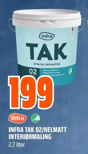 Obs Bygg INFRA TAK 02/HELMATT INTERIØRMALING tilbud