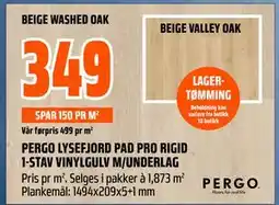 Obs Bygg PERGO LYSEFJORD PAD PRO RIGID 1-STAV VINYLGULV M/UNDERLAG tilbud