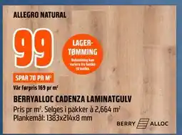 Obs Bygg BERRYALLOC CADENZA LAMINATGULV tilbud