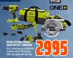 Obs Bygg RYOBI RCK183C-1X40S VERKTØYSETT SNEKKER tilbud