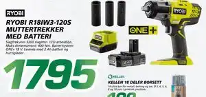 Coop Byggmix RYOBI R18IW3-120S MUTTERTREKKER MED BATTERI tilbud