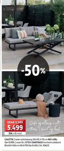 Bohus CALETTA 3 seter sofa/solseng tilbud