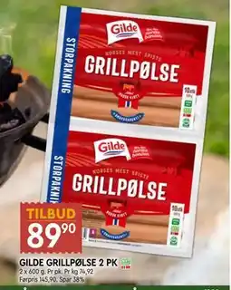 Coop Mega GILDE GRILLPØLSE 2 PK tilbud