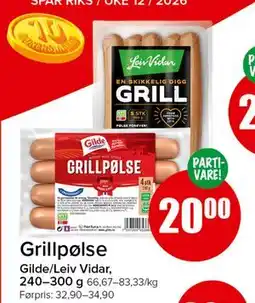 Spar Grillpølse tilbud