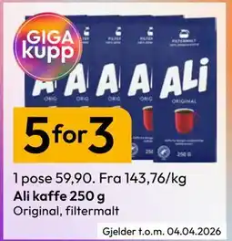 Gigaboks Ali kaffe 250 g tilbud