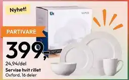 Gigaboks Servise hvit rillet Oxford tilbud