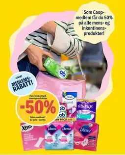 Coop Prix Fast rabatt på mensprodukter tilbud