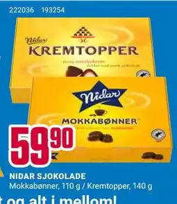 Europris NIDAR SJOKOLADE tilbud