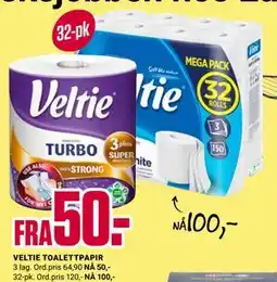 Europris VELTIE TOALETTPAPIR tilbud