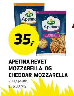 Bunnpris APETINA REVET MOZZARELLA OG CHEDDAR MOZZARELLA tilbud