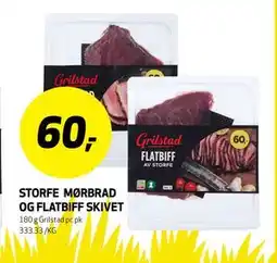 Bunnpris STORFE MØRBRAD OG FLATBIFF SKIVET tilbud