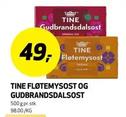 Bunnpris TINE FLØTEMYSOST OG GUDBRANDSDALSOST tilbud