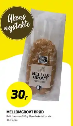 Bunnpris MELLOMGROVT BRØD tilbud