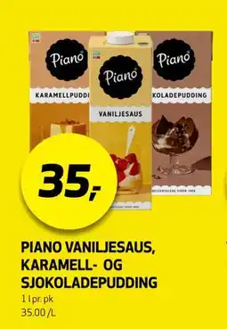 Bunnpris PIANO VANILJESAUS, KARAMELL- OG SJOKOLADEPUDDING tilbud