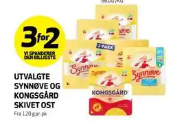 Bunnpris UTVALGTE SYNNØVE OG KONGSGÅRD SKIVET OST tilbud