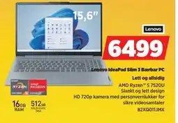 POWER Lenovo IdeaPad Slim 3 Bærbar PC tilbud