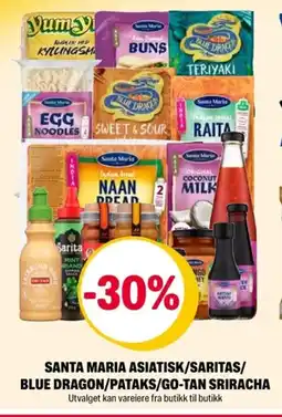 Coop Extra Santa maria asiatisk/saritas/ blue dragon/pataks/go-tan sriracha tilbud