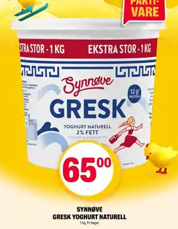 Coop Extra Synnøve gresk yoghurt naturell tilbud