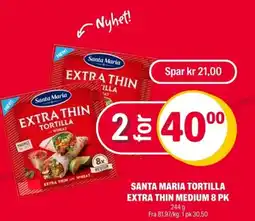 Coop Extra Santa maria tortilla extra thin medium 8 pk tilbud