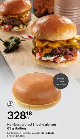 Storcash Hamburgerbrød Brioche glanset Hatting tilbud