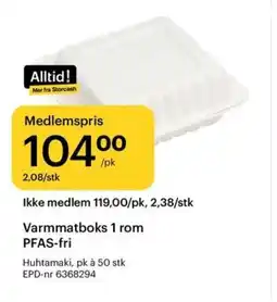 Storcash Varmmatboks 1 rom PFAS-fri tilbud