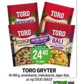 Kiwi TORO Gryter tilbud