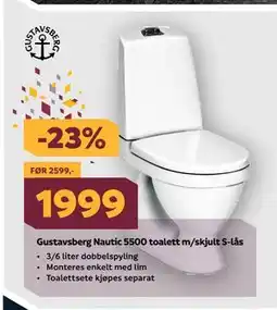 Megaflis Gustavsberg Nautic 5500 toalett m/skjult S-lås tilbud
