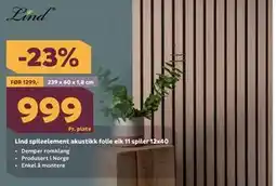 Megaflis Lind spileelement akustikk folie eik 11 spiler 12x40 tilbud