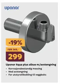 Megaflis Uponor Aqua plus albue m/avstengning tilbud