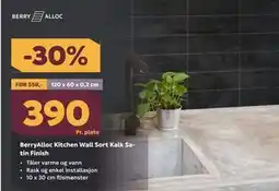 Megaflis BerryAlloc Kitchen Wall Sort Kalk Satin Finish tilbud