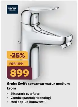 Megaflis Grohe Swift servantarmatur medium krom tilbud