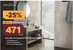 Megaflis BerryAlloc Betong Satin Finish baderomspanel tilbud