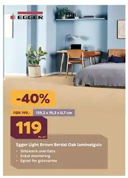 Megaflis Egger Light Brown Berdal Oak laminatgulv tilbud