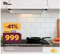 Megaflis Thermex Trend Model 20 uttrekkshette med motor hvit tilbud